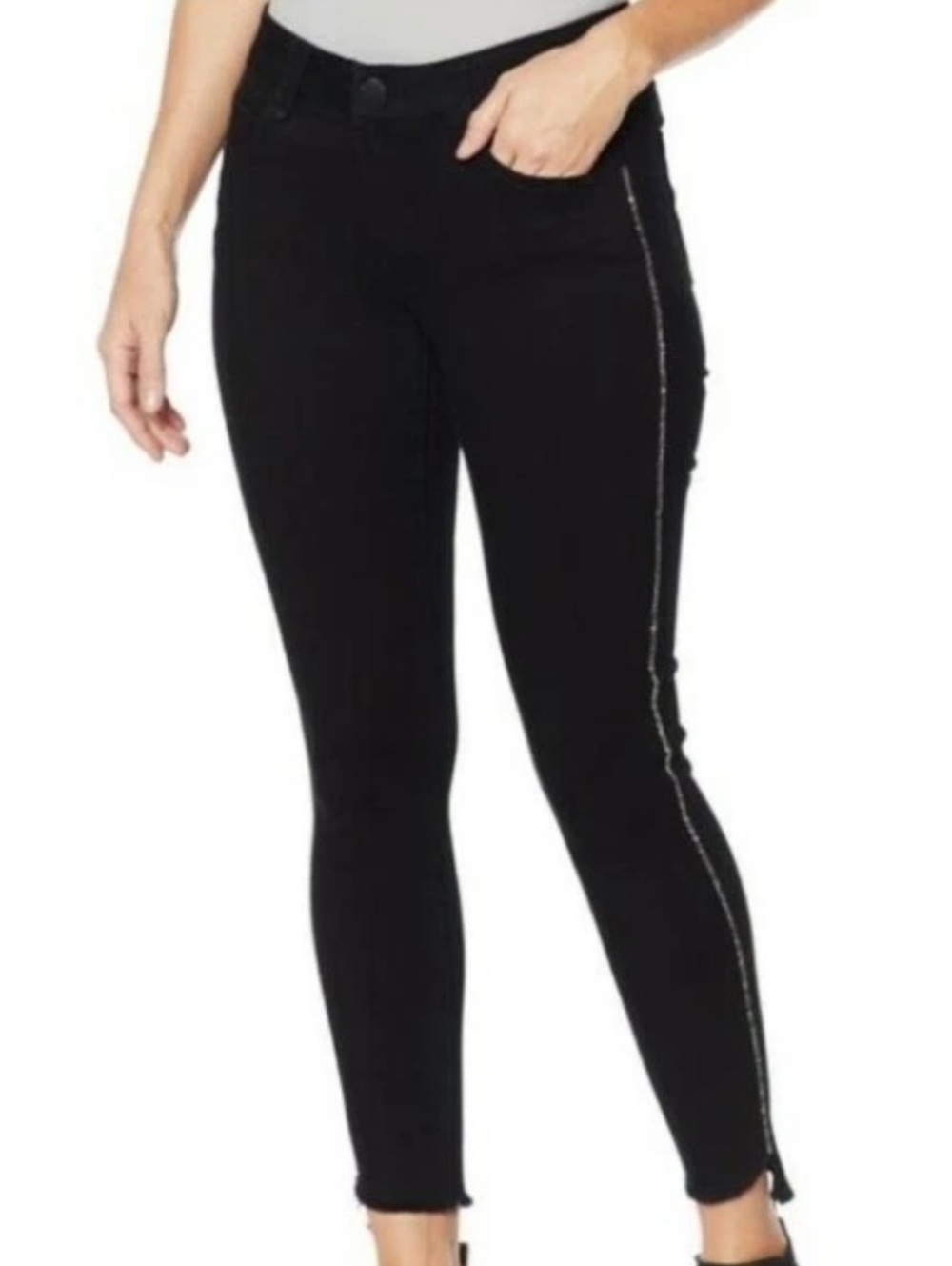 Democracy Black Skinny Jeans with Sequin Side Trim